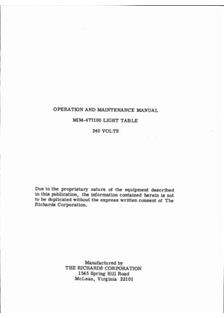 Richards Corp MIM Light Tables manual. Camera Instructions.
